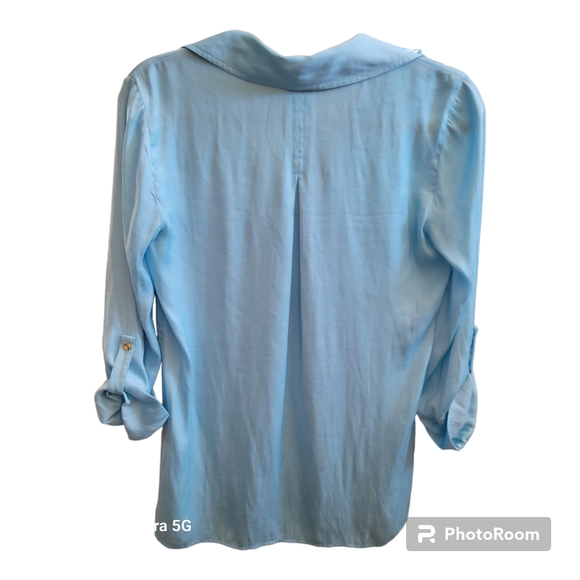 Lilly Pulitzer Everglades Tunic Long Roll Tab Sleeve Blouse Blue Size XS - Picture 2 of 9
